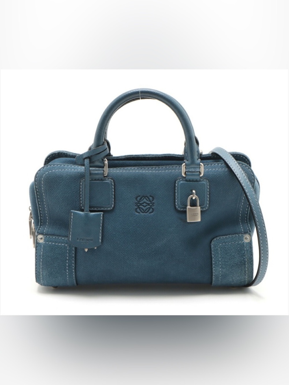 Loewe Teal Blue Leather Top-Handle Satchel with Shoulder Strap